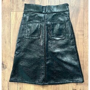 Never A Wallflower Black Patent Leather Skirt Size Small New Made in Los Angeles